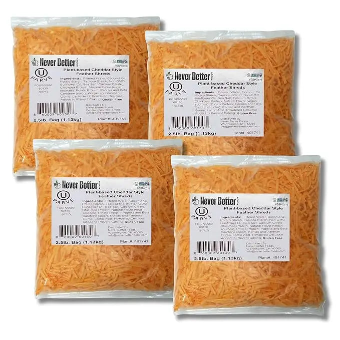 Vegan Cheddar Shredded Cheese – Dairy-Free, Plant-Based, 10 LB Bulk (Cheddar), Lactose-Free