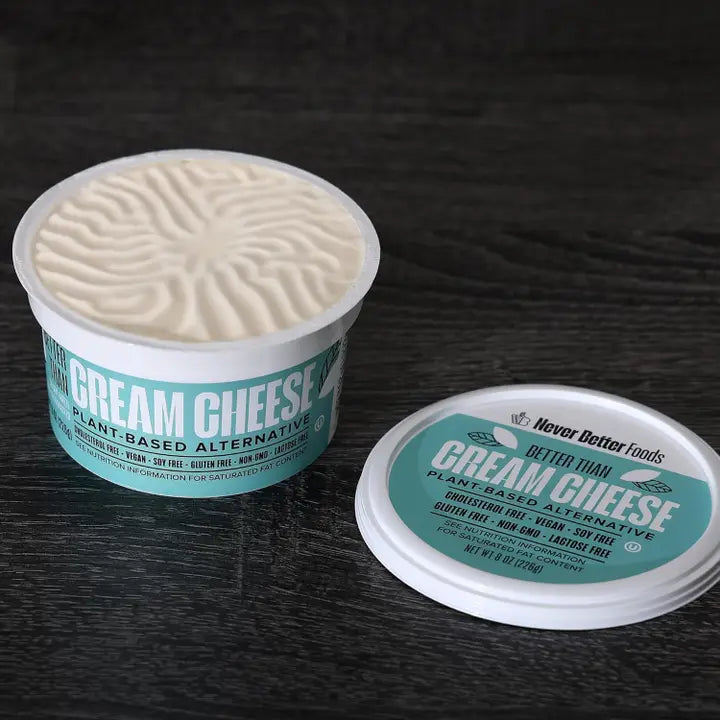 Never Better Plant-Based Cream Cheese – 8 Pack (8 oz Tubs)