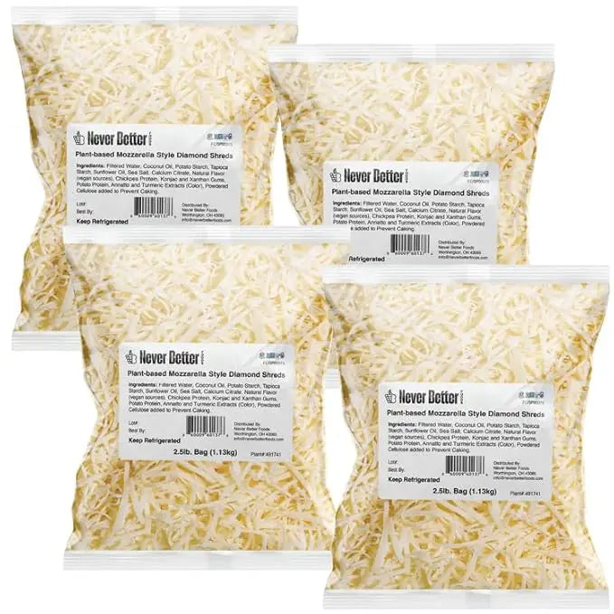 Vegan Mozzarella Shredded Cheese – Dairy-Free, Plant-Based, 10 LB Bulk (Mozzarella), Lactose-Free