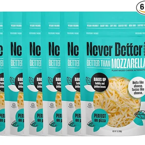 Dairy-Free, Vegan Mozzarella Cheese That Melts Perfectly, Plant-Based, 7 oz 6-PACK, Lactose Free Cheese with No Allergens, Non Dairy Cheese.
