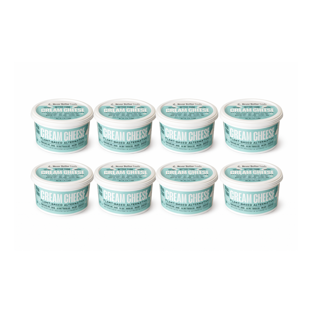 Never Better Plant-Based Cream Cheese – 8 Pack (8 oz Tubs)