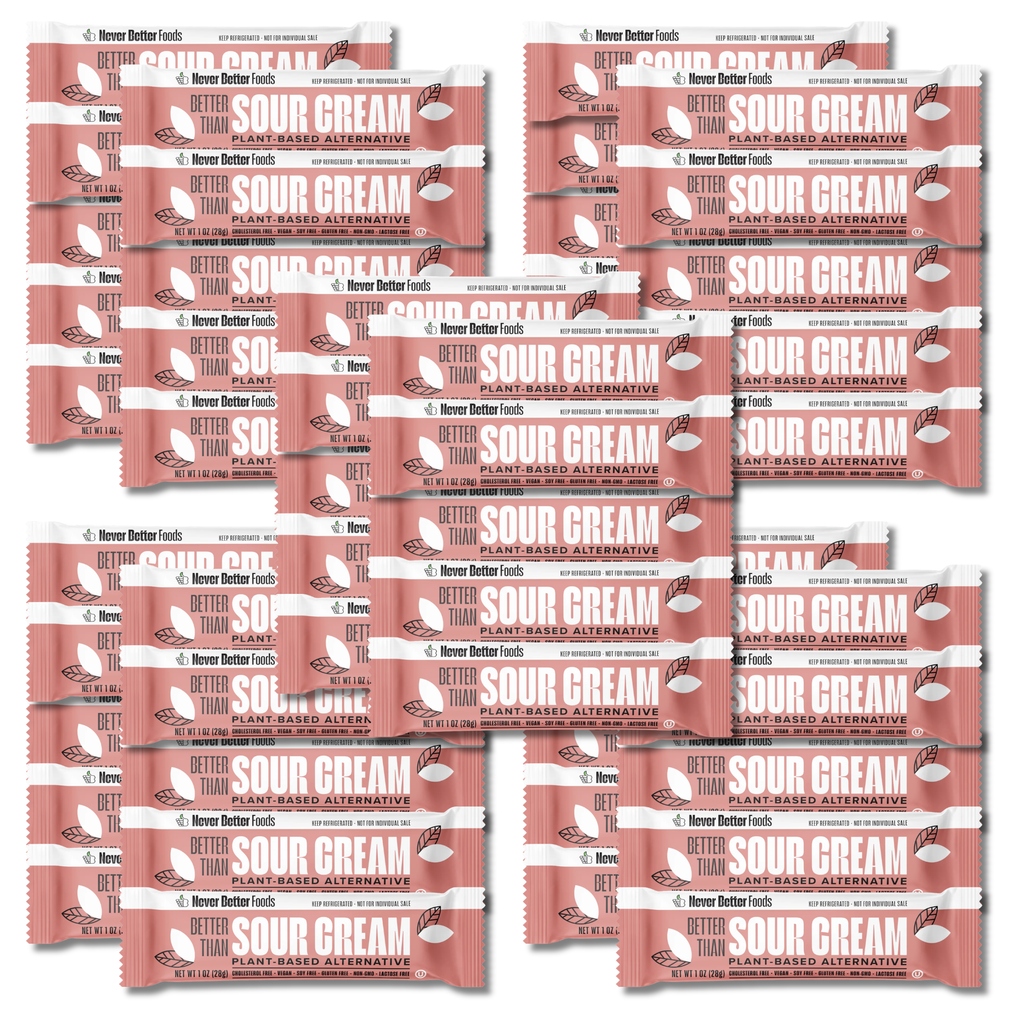 Vegan Sour Cream – 50 Single-Serve 1 oz Pouches, Dairy-Free, Plant-Based, Allergen-Friendly