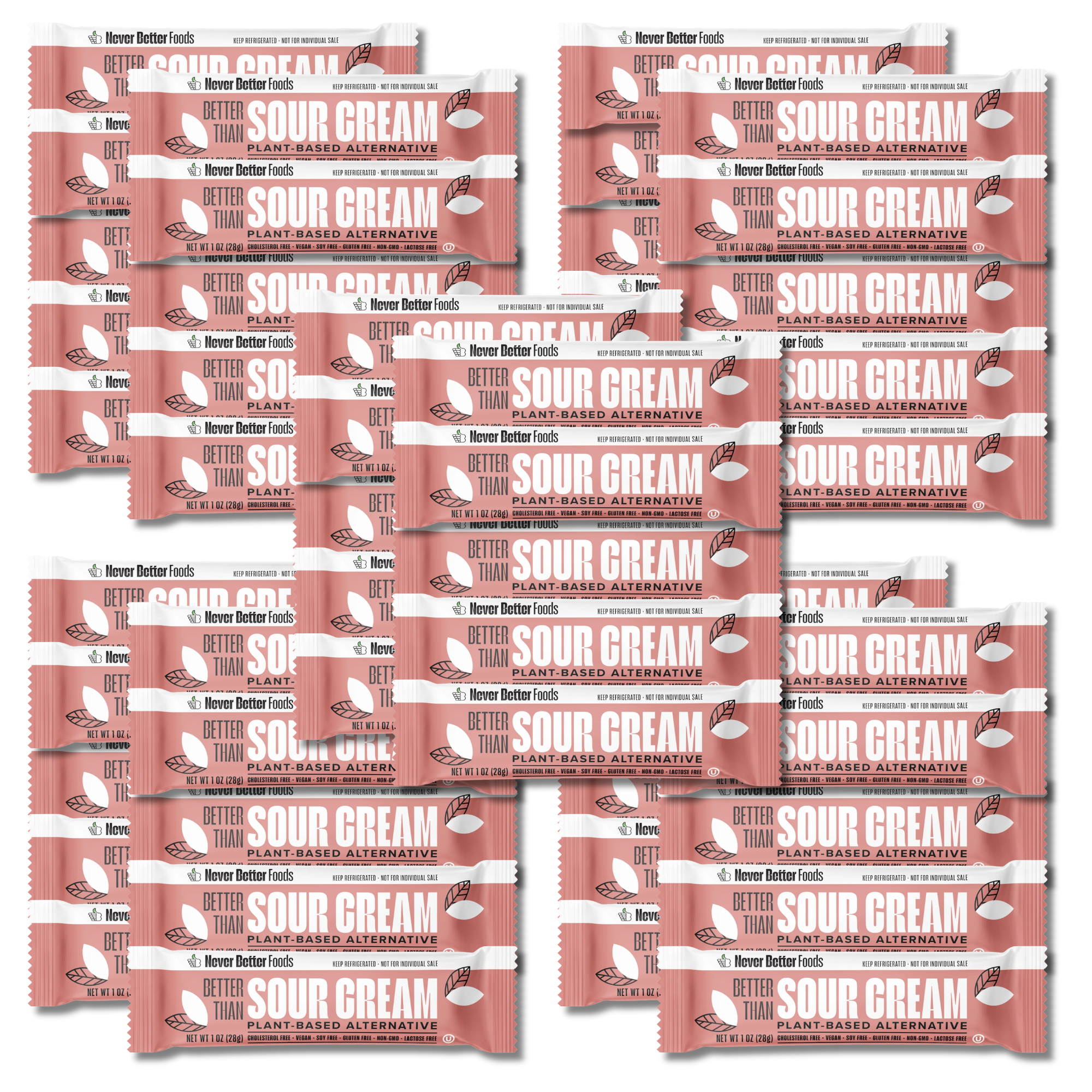 Vegan Sour Cream – 50 Single-Serve 1 oz Pouches, Dairy-Free, Plant-Based, Allergen-Friendly