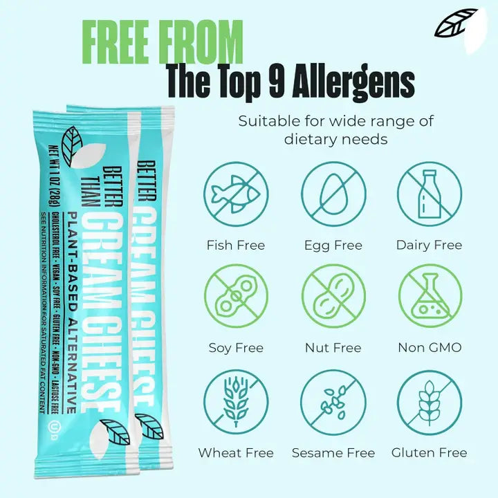 Vegan Cream Cheese – 50 Single-Serve 1 oz Pouches, Dairy-Free, Plant-Based, Allergen-Friendly
