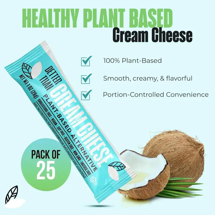 Vegan Cream Cheese – 50 Single-Serve 1 oz Pouches, Dairy-Free, Plant-Based, Allergen-Friendly