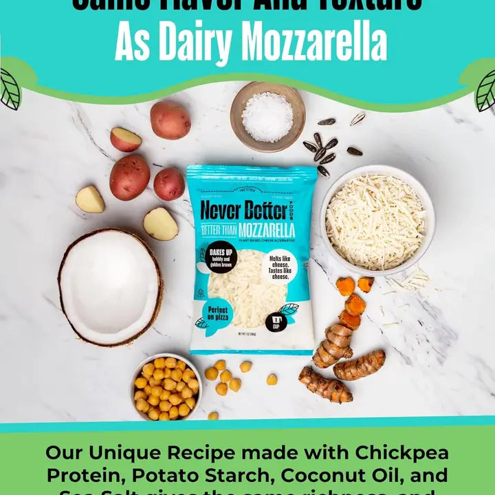Vegan Mozzarella Shredded Cheese – Dairy-Free, Plant-Based, 10 LB Bulk (Mozzarella), Lactose-Free