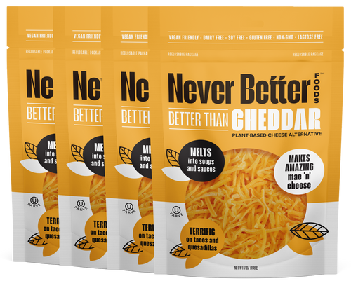 Vegan Cheddar Shreds – 6-Pack of 7 oz Bags, Dairy-Free, Plant-Based, A –  Never Better Foods
