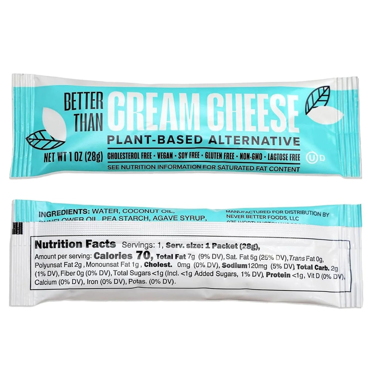 Dairy-Free Cream Cheese – 50 Single-Serve 1 oz Pouches, Vegan, Plant-Based, Allergen-Friendly