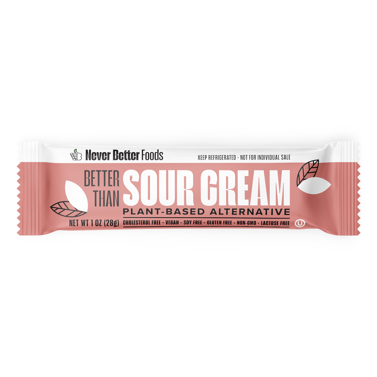 Never Better Plant Based Sour Cream Pack of 25 (1 oz Pouches Each)