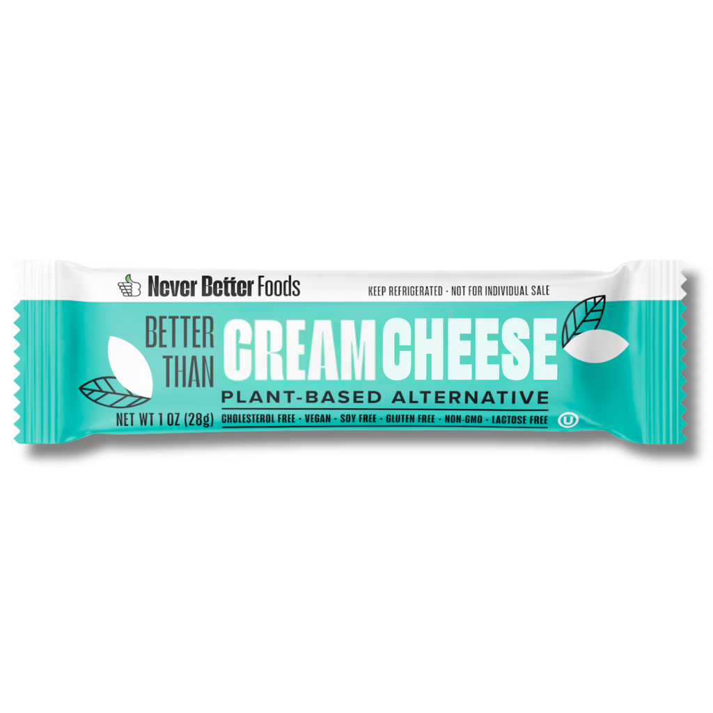 Never Better Plant Based Cream Cheese Pack of 25 (1 oz Pouches Each)