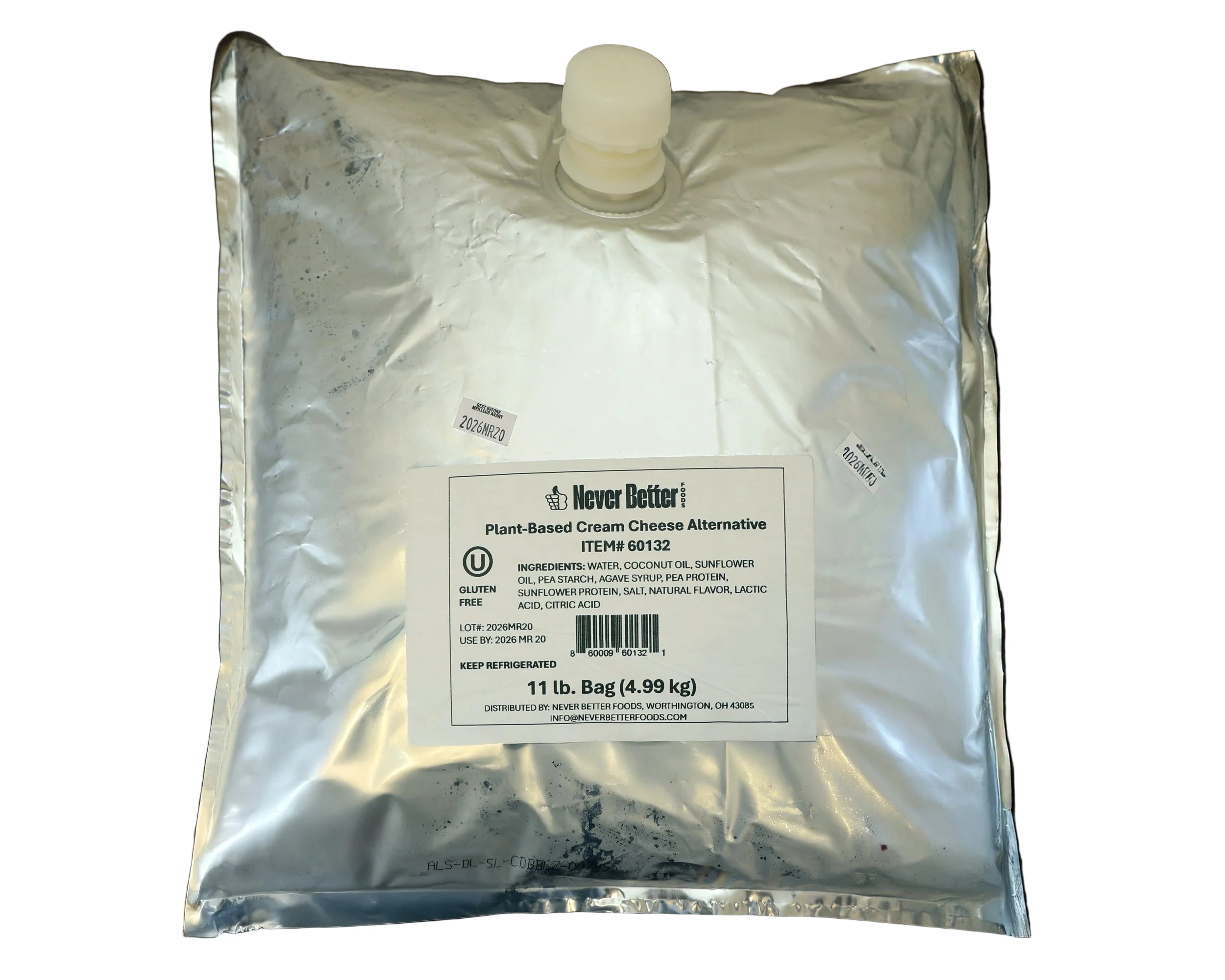 Never Better Plant Based Cream Cheese Pack of 1 (11 lb Each)